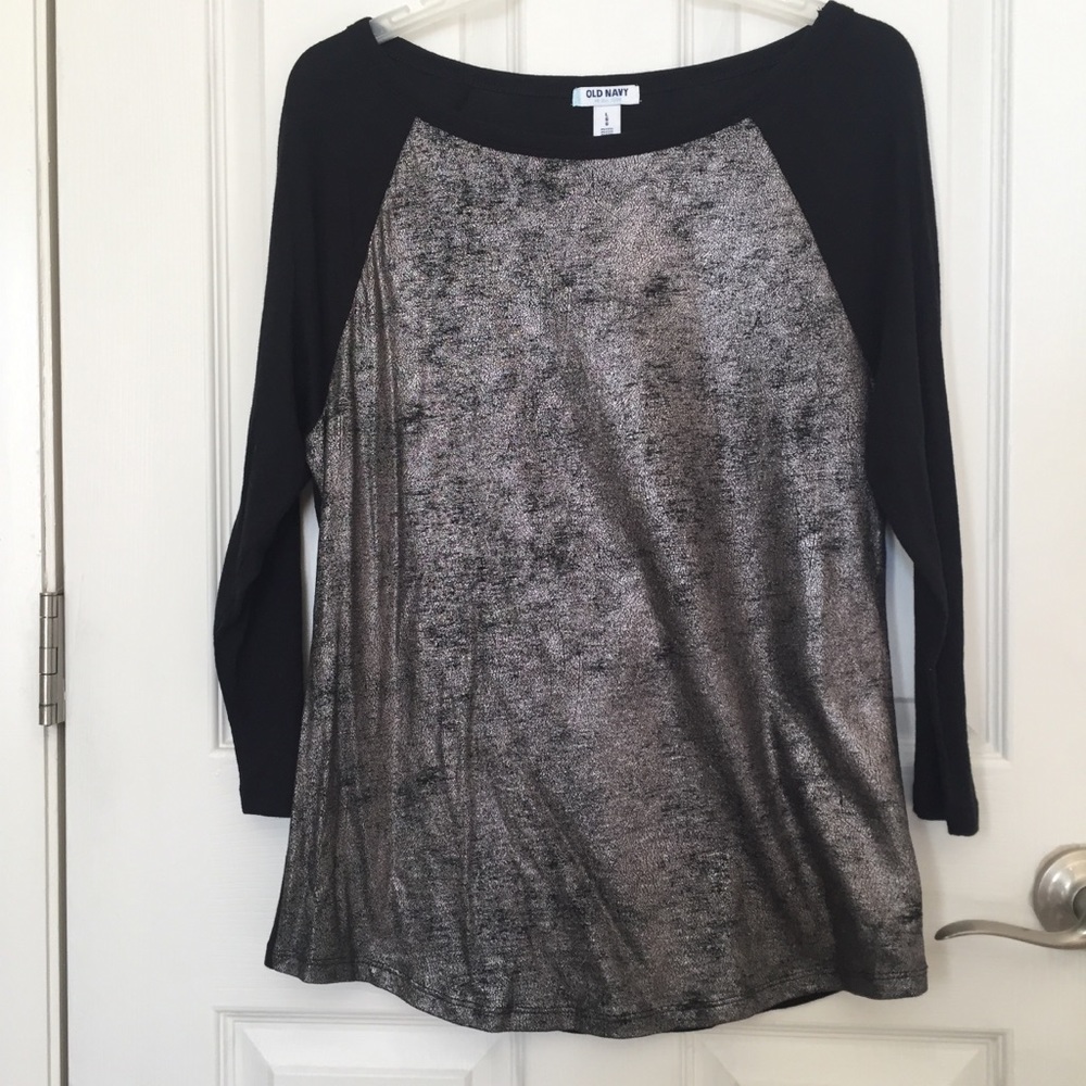 NWOT Old Navy Baseball Tee w/ Metallic Foil Front